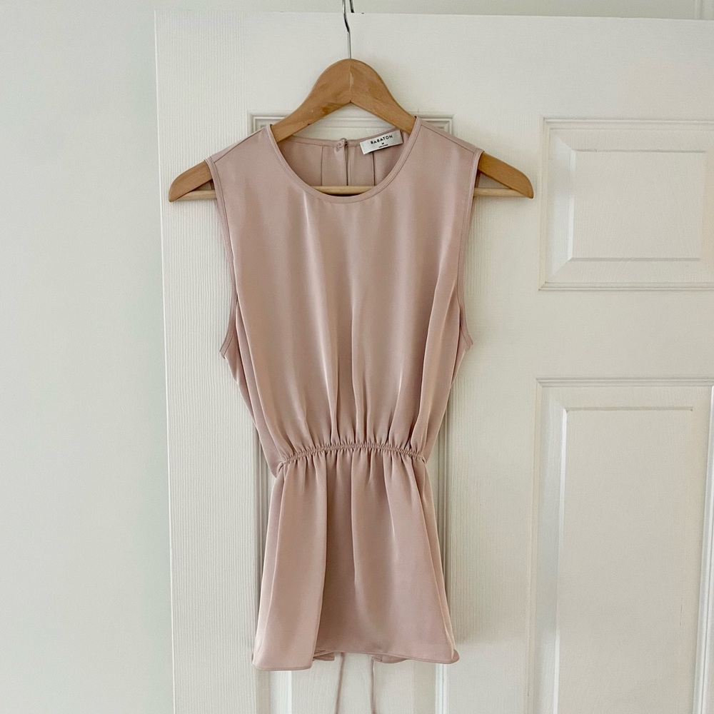 Aritzia Babaton Floreua Top in Rose Cloud Pink - Picture 2 of 9